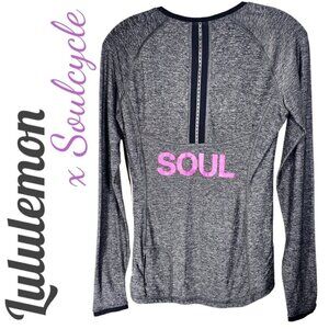 LULULEMON x SOULCYCLE Pace Pusher Long Sleeve SOUL Graphic Stretchy Top Black, 6